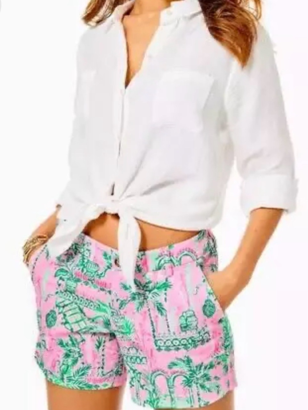 Lilly Pulitzer Pink Shorts Callahan Stretch “Mandavilla Baby Always Worth It”